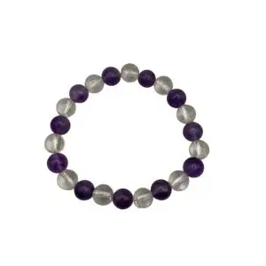 Bergkristal-Amethist kogelarmband 8 mm