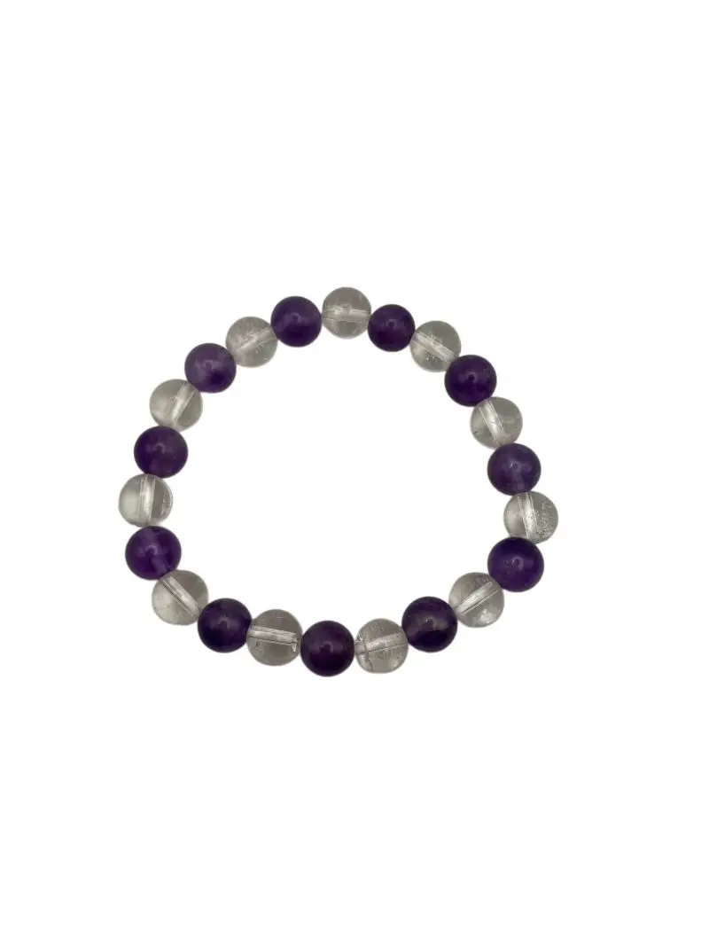 Bergkristal-Amethist kogelarmband 8 mm