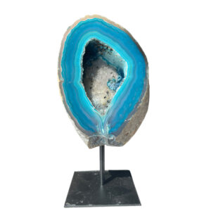 Blauwe Agaat Geode op Standaard – Helderheid & Communicatie