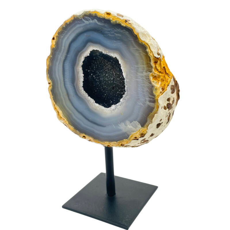 Blauwe agaat zwarte druzy