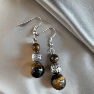 tijgeroog kralen oorbellen