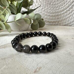 Zilver obsidiaan armband