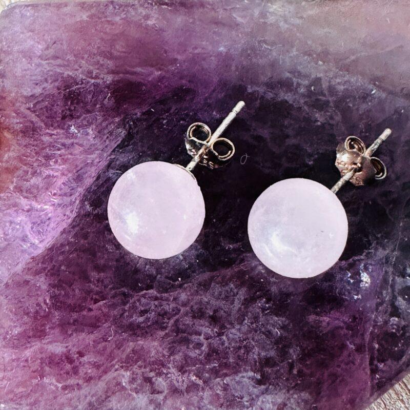 Oorstekers rozenkwarts oorbellen