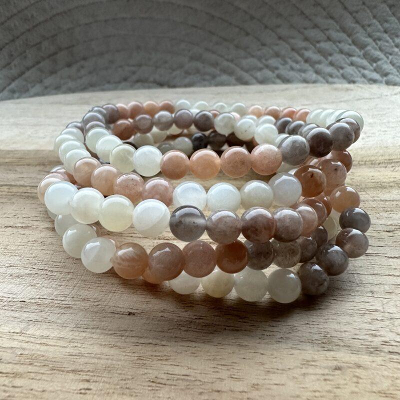 Maansteen mix 6 mm armband