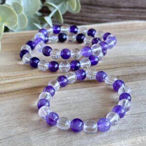 Amethist-bergkristal armband