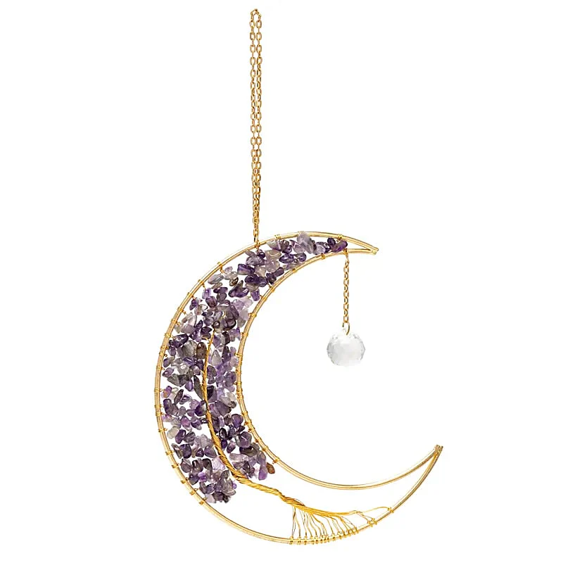 Suncatcher maan met amethist en levensboom catcher maan met amethist en levensboom